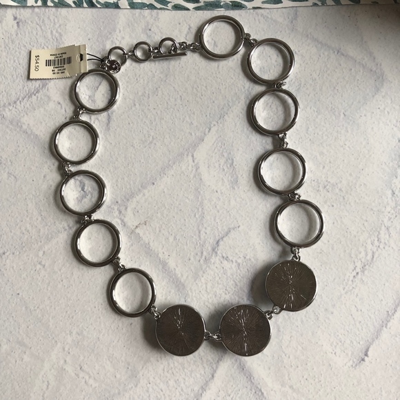 Talbots Blue Silver Circle Stone Necklace - Picture 3 of 5